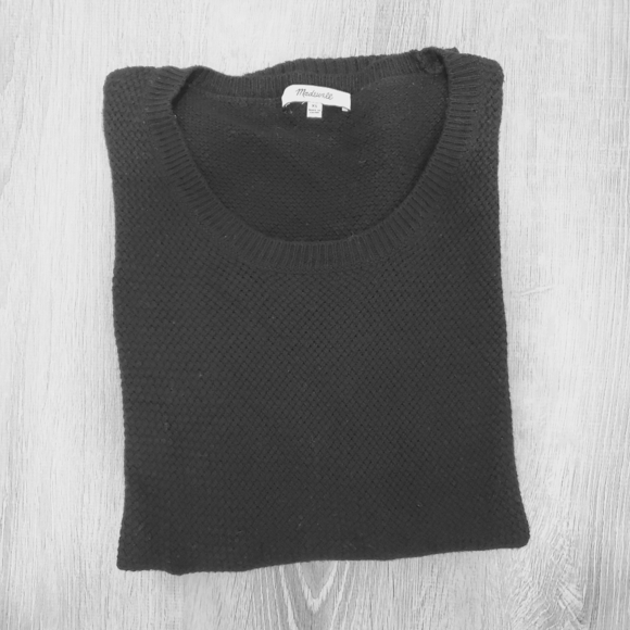 NEW Madewell Chronicle Textured Black Sweater High Low - Picture 2 of 6